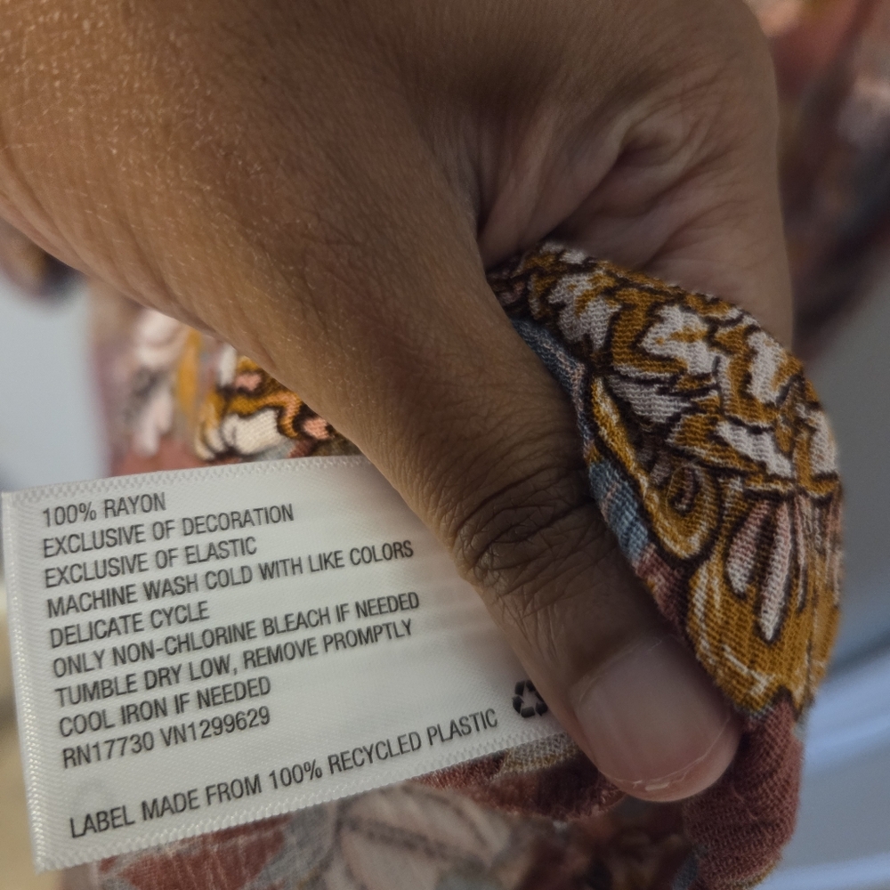 Knox Rose Womens Floral Long Dusty Rose Sleeve Bohemian Midi Dress Size Large - Picture 13 of 13